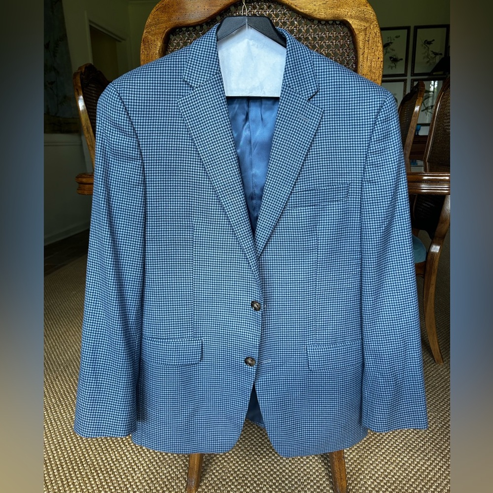 Lauren Ralph Lauren Classic Fit Blue Houndstooth Sport Coat Blazer 38R